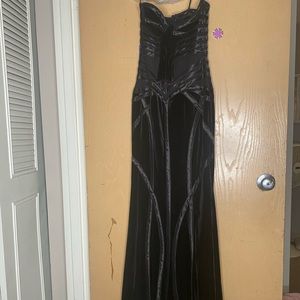 Jovani Velvet/Faux Leather Prom Dress
